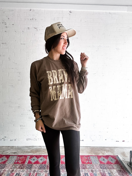 Brave Mama Goes West Long Sleeve-Oak