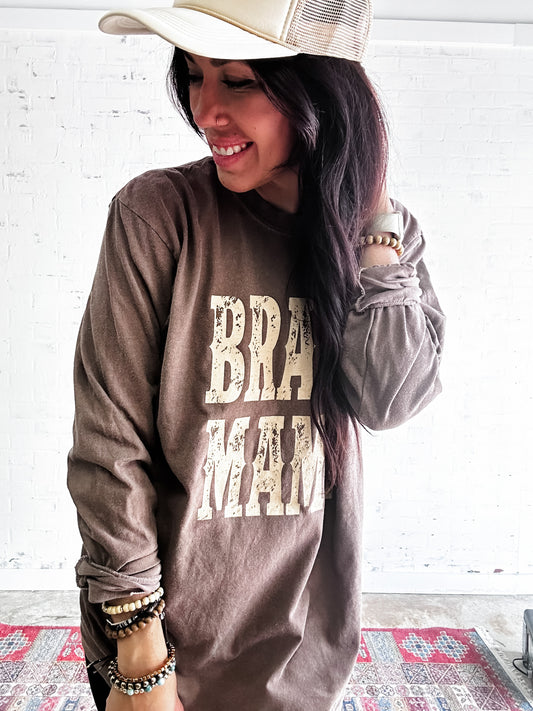 Brave Mama Goes West Long Sleeve-Oak